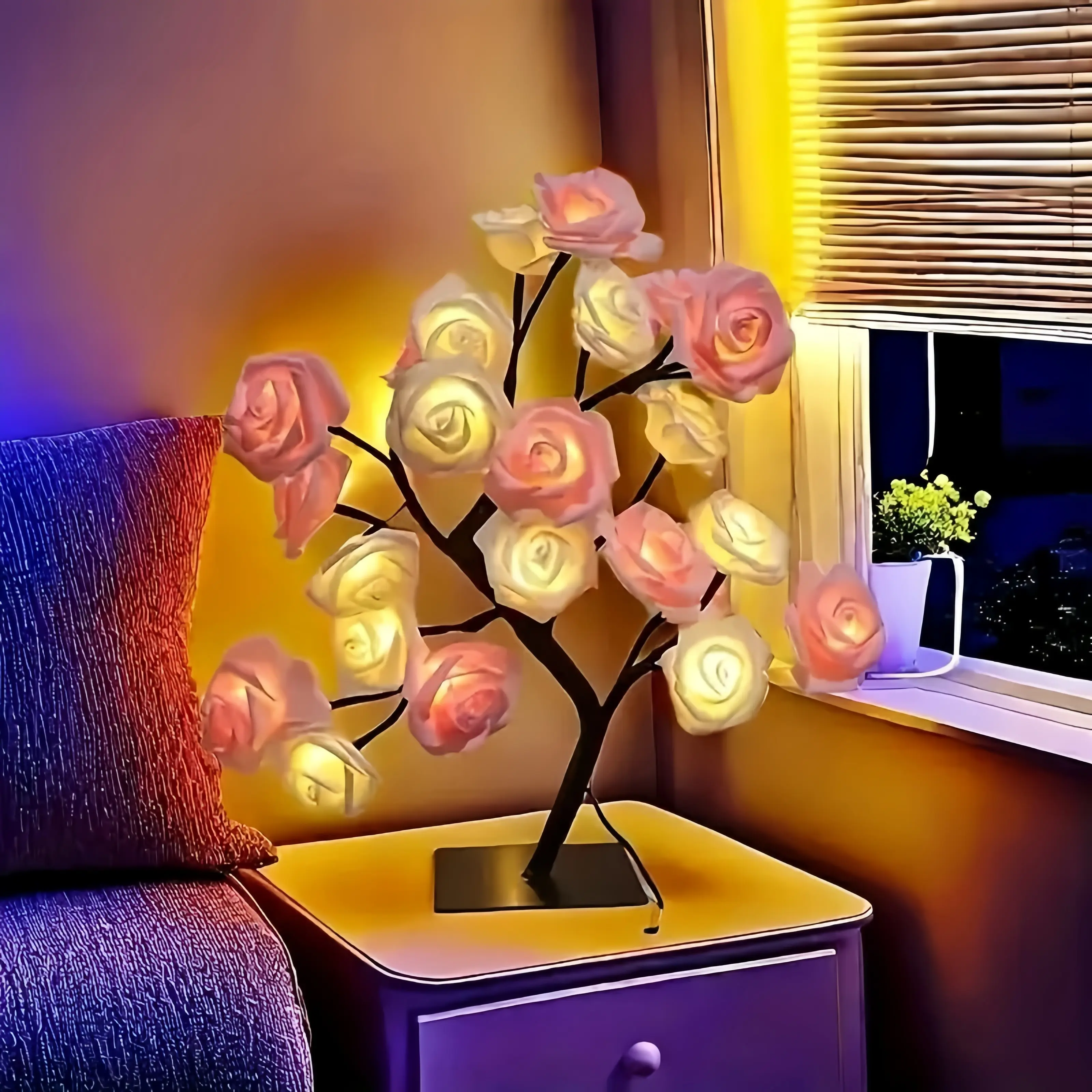 Rose-Shaped USB Night Light and Table Lamp for Home Decor