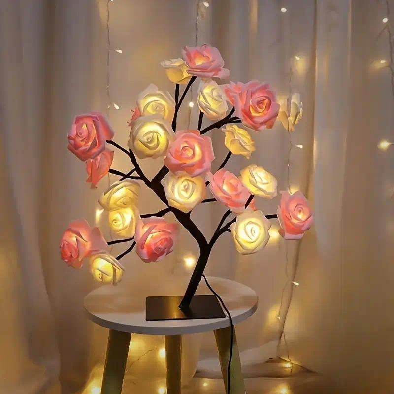 Rose-shaped night light, USB-powered, table lamp, bedroom lighting, holiday decorative lights, home decor, Valentine's Day gift, Mother's Day gift, home decor lighting