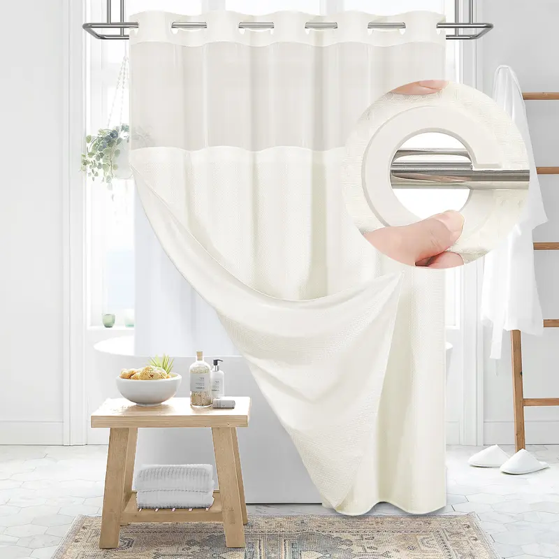 Cartivoe™ No-Hook Waffle Shower Curtain Set With Liner | Elegant Bathroom Upgrade