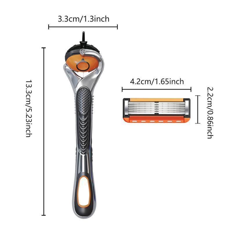 Men's 6-Layer Sharp Handheld Shaver Kit, 24/48 Refills or 48 Refills + 1 Handle Option, Ammonia-Free Razor Blade Replacements for Adults' Daily Care, Men's Care,sohochic