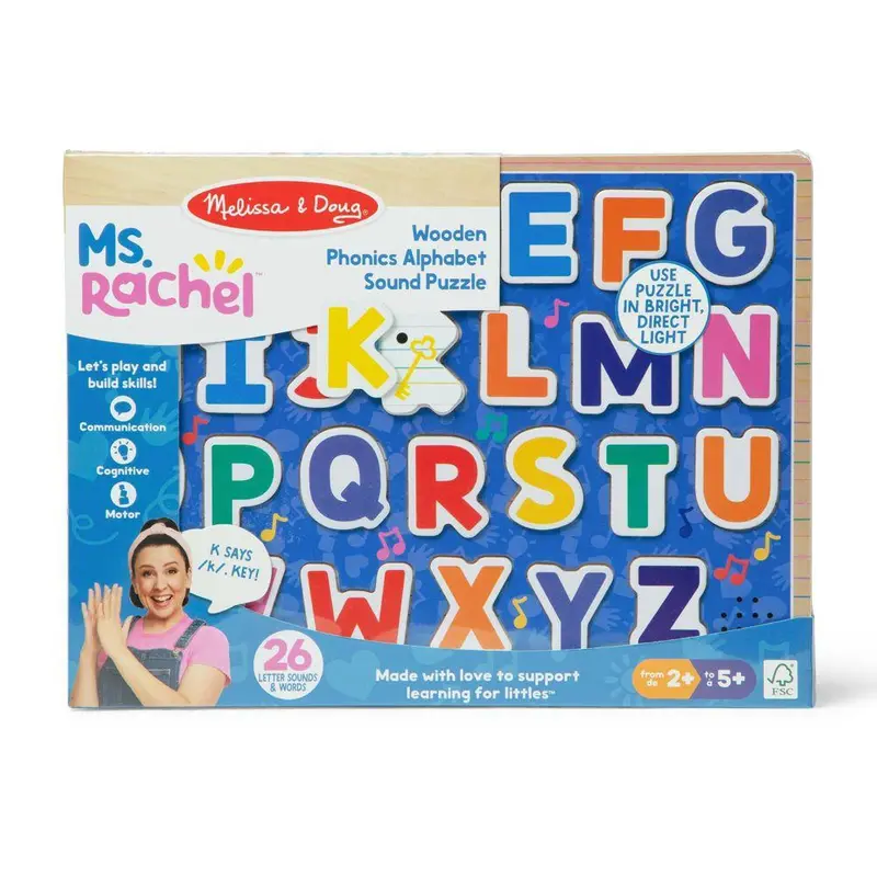 🎁 Limited-Time Offer | 26-Piece Wooden Alphabet Sound Puzzle 🔤 Light-Activated Phonics Toy