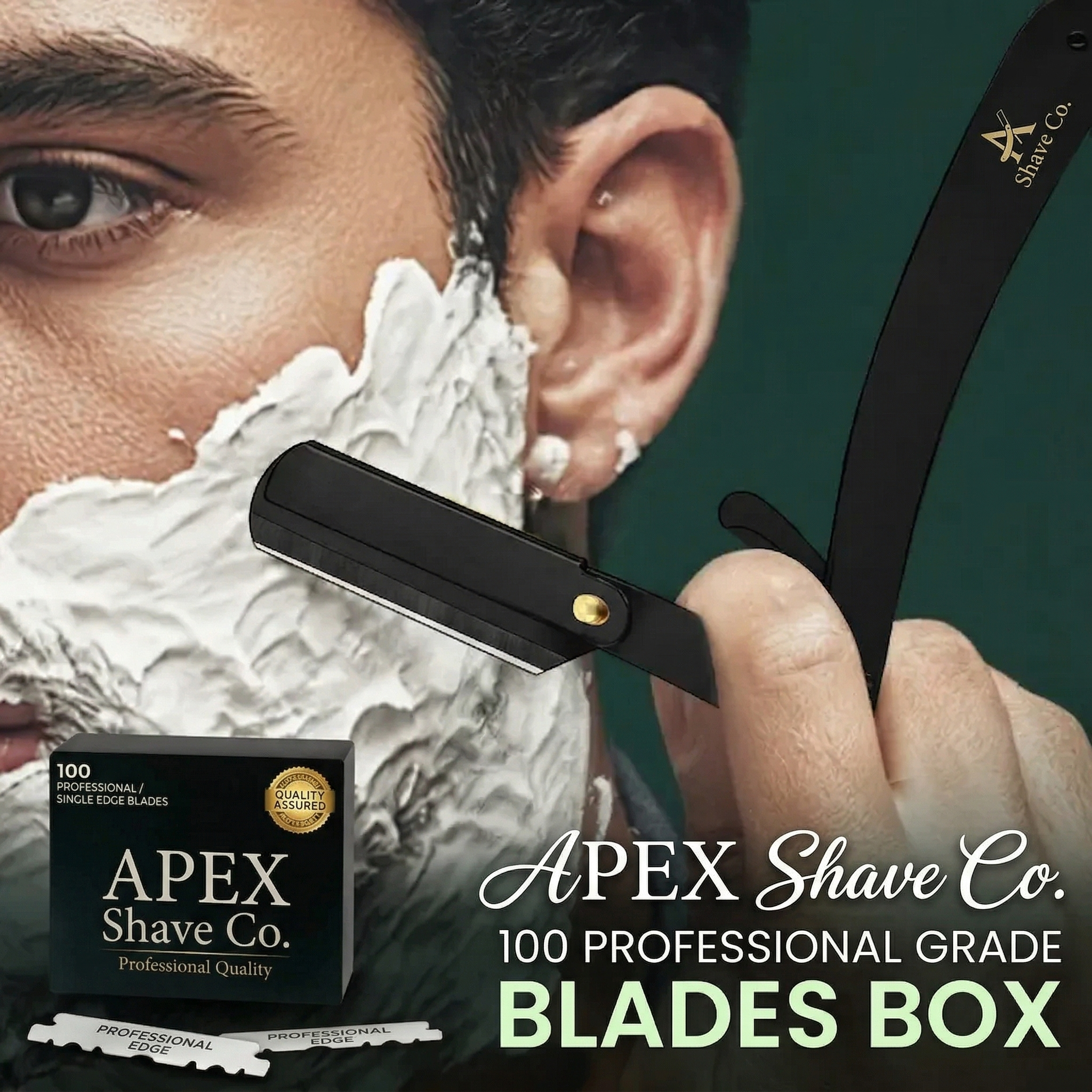 🔥LAST DAY 55% OFF - Professional Straight Razor for Men - Barber Edge Kit (100 Blades Included)