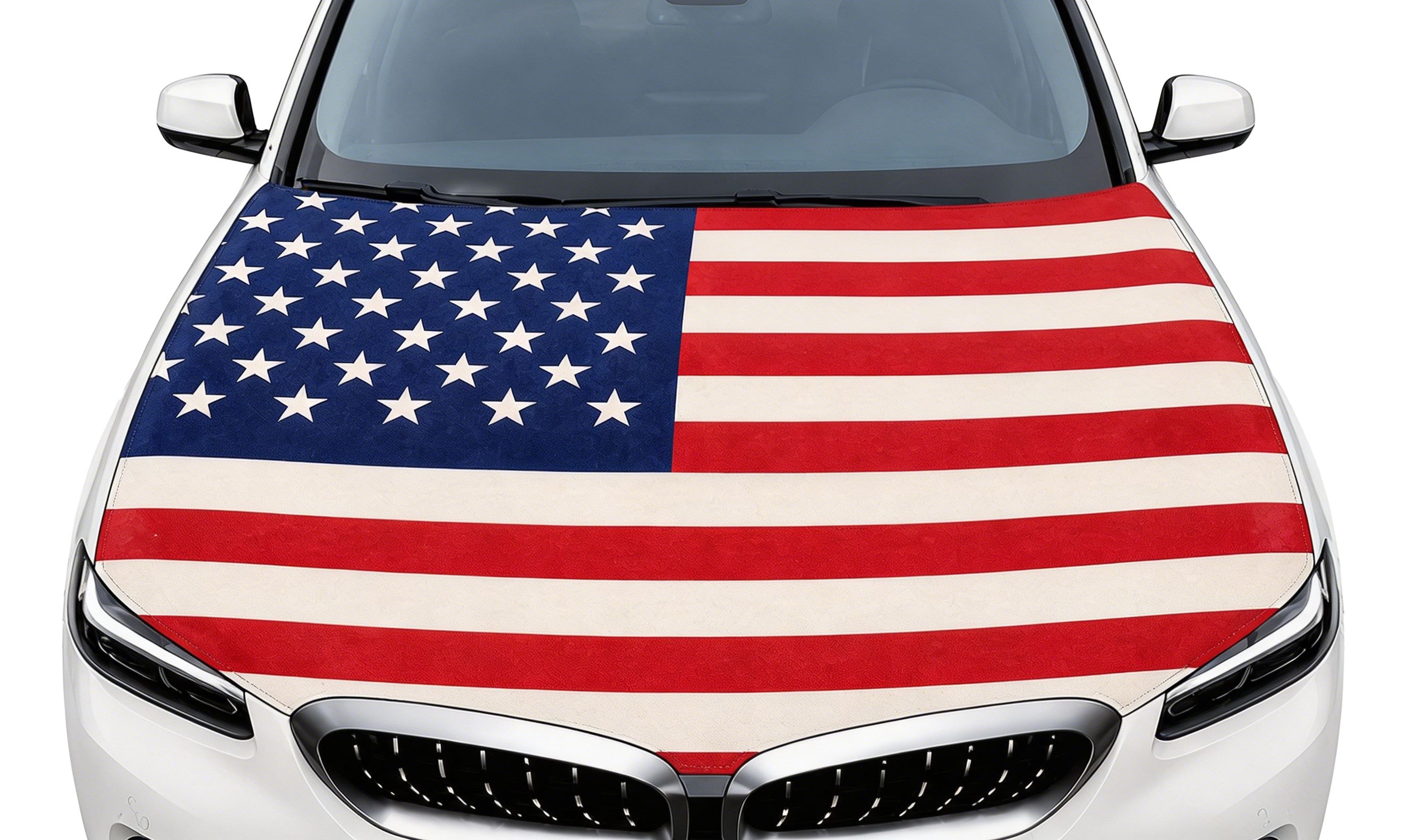 🔥US Paint‐Safe American Hood Flag Cover 🦅 Secure Buckle Design for Highway‐Stable Driving
