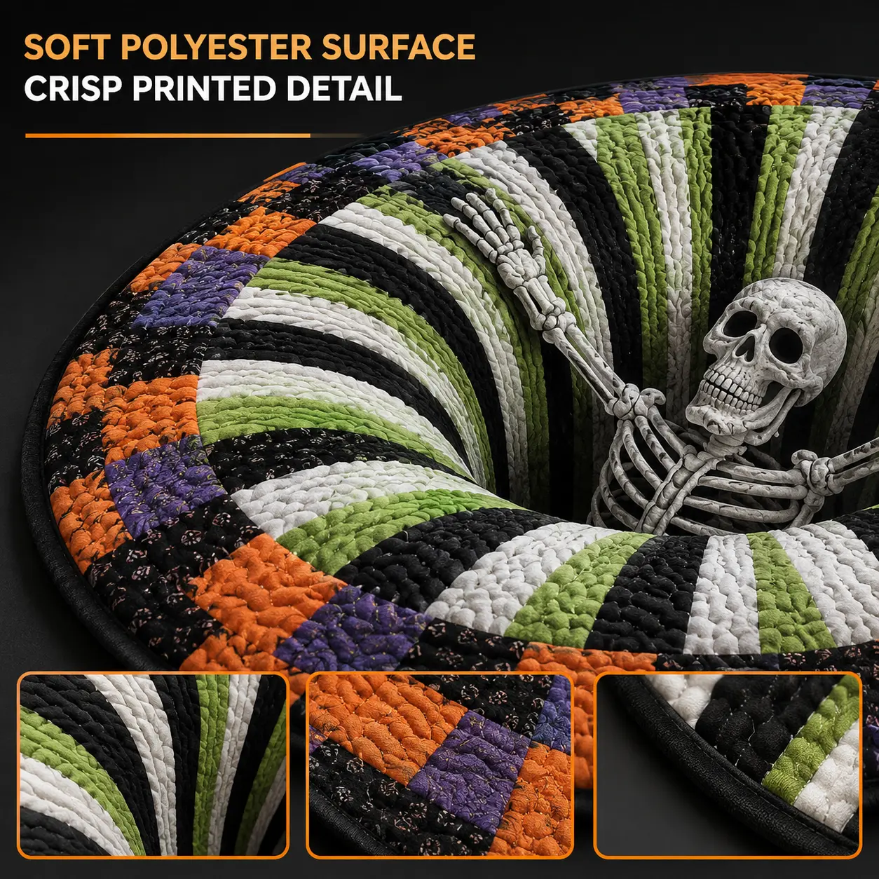 Cartivoe™ Halloween 3D Skeleton Illusion Round Rug – 31.5" (80 cm) Quilted Polyester Floor Mat 💀🎃