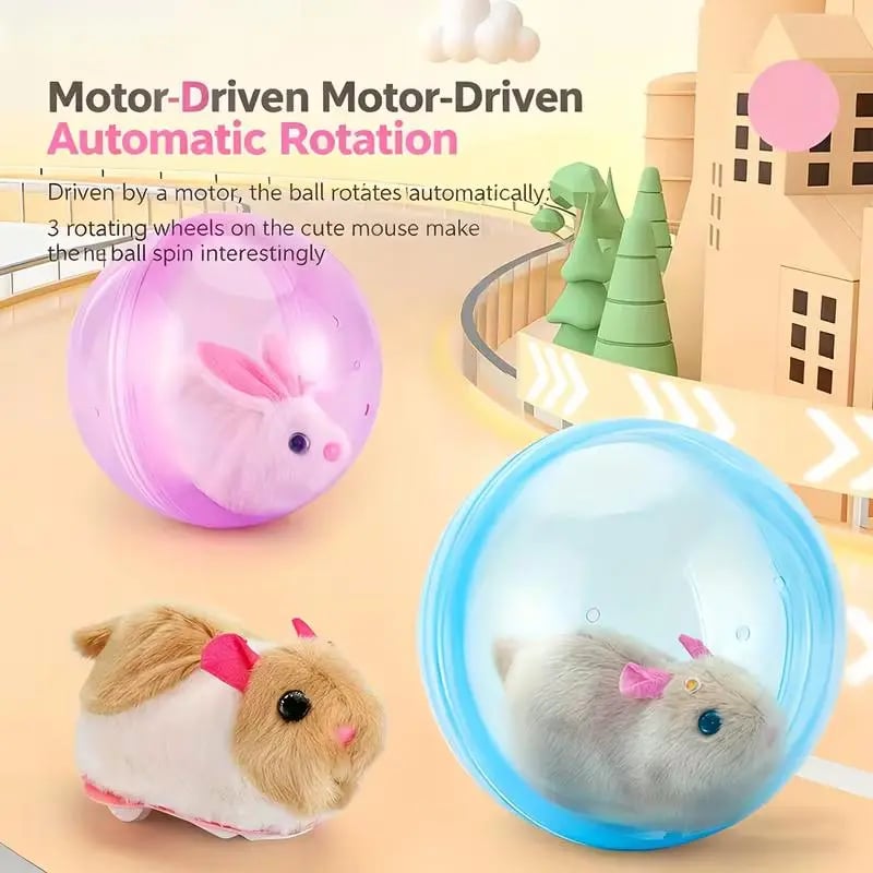 🔥Hot Sale 49% OFF!!🐈Auto-Rolling Ball with Mouse Hands-Free Play for Indoor Cats