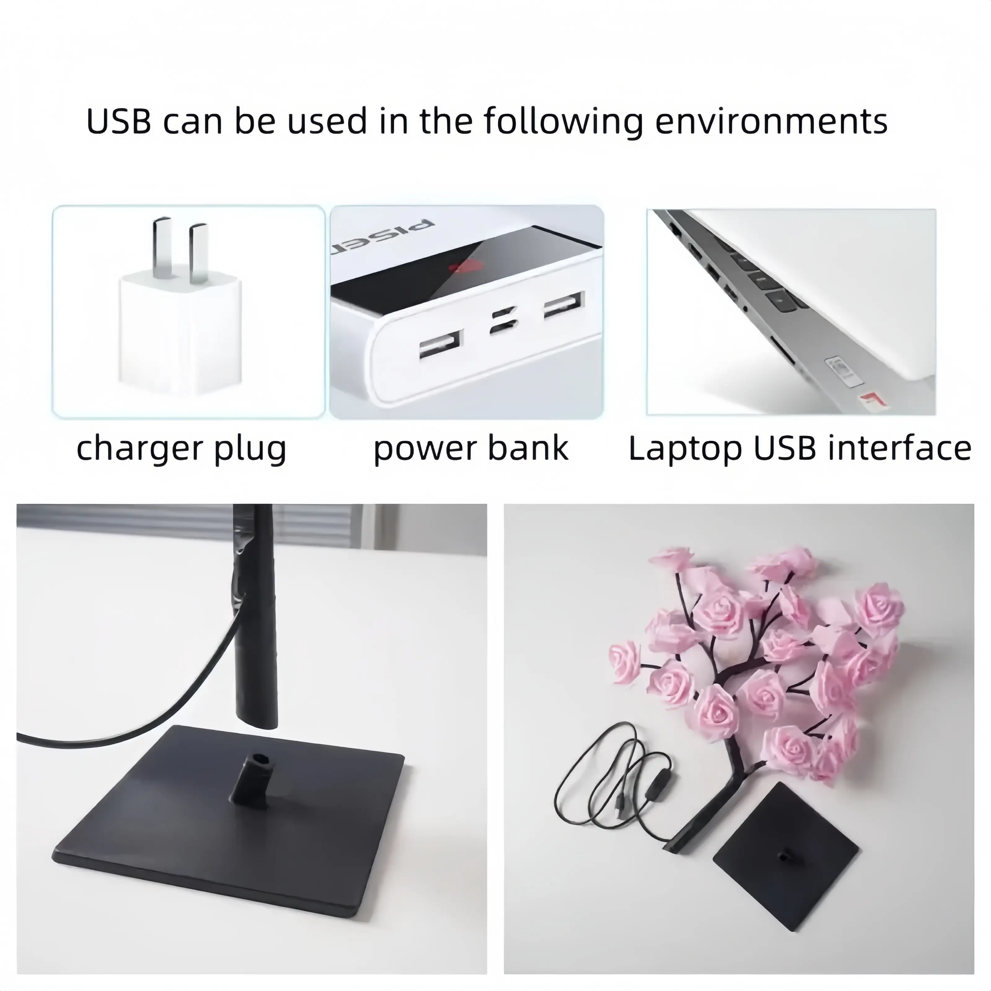 Rose-Shaped USB Night Light and Table Lamp for Home Decor