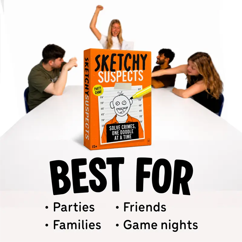 🎁 Limited-Time Offer | Sketchy Suspects 🎨 Draw Suspects from Ridiculous Clues – Party Game for Ages 12+, 2+ Players