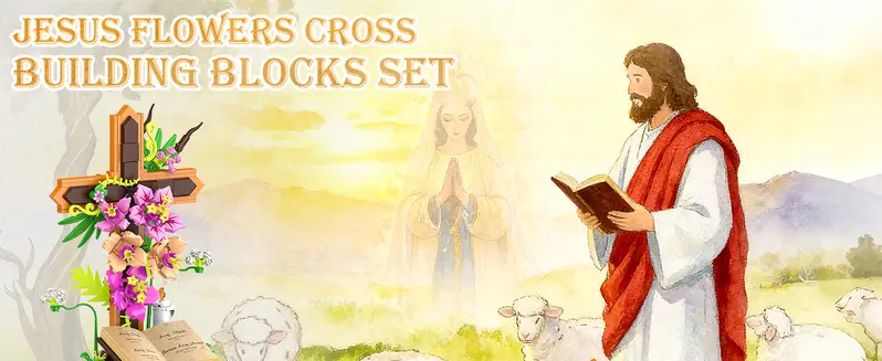 Classic Jesus flower cross introductory banner
