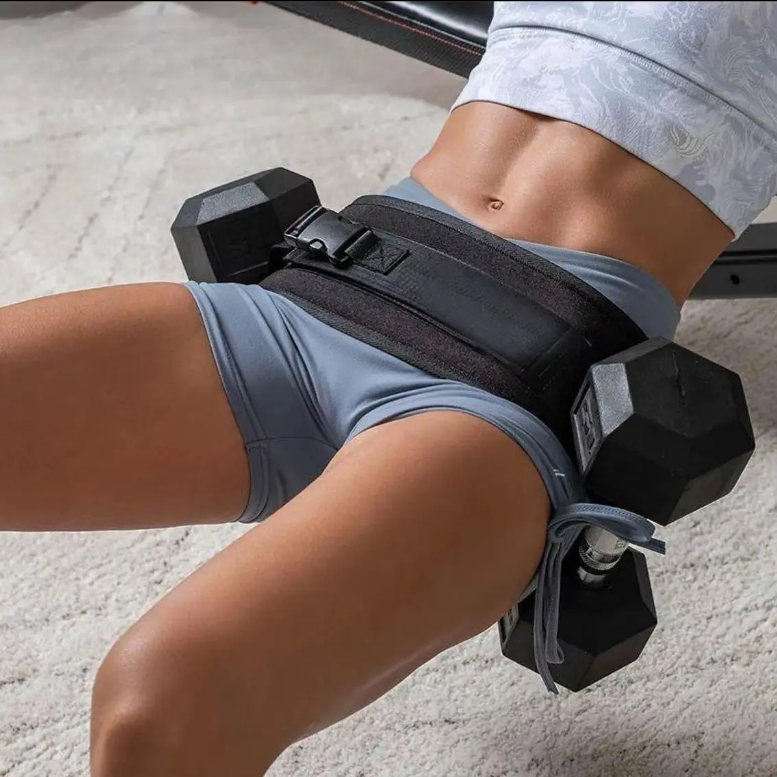 Adjustable Weighted Belt with Extra Cushioning - Lightweight Glute Workout Equipment for Home Hip Thrusts, Kettlebell Training & Butt Shaping, Isolates Hip Muscles, Compatible with Dumbbells & Push-Pull Resistance Rollers