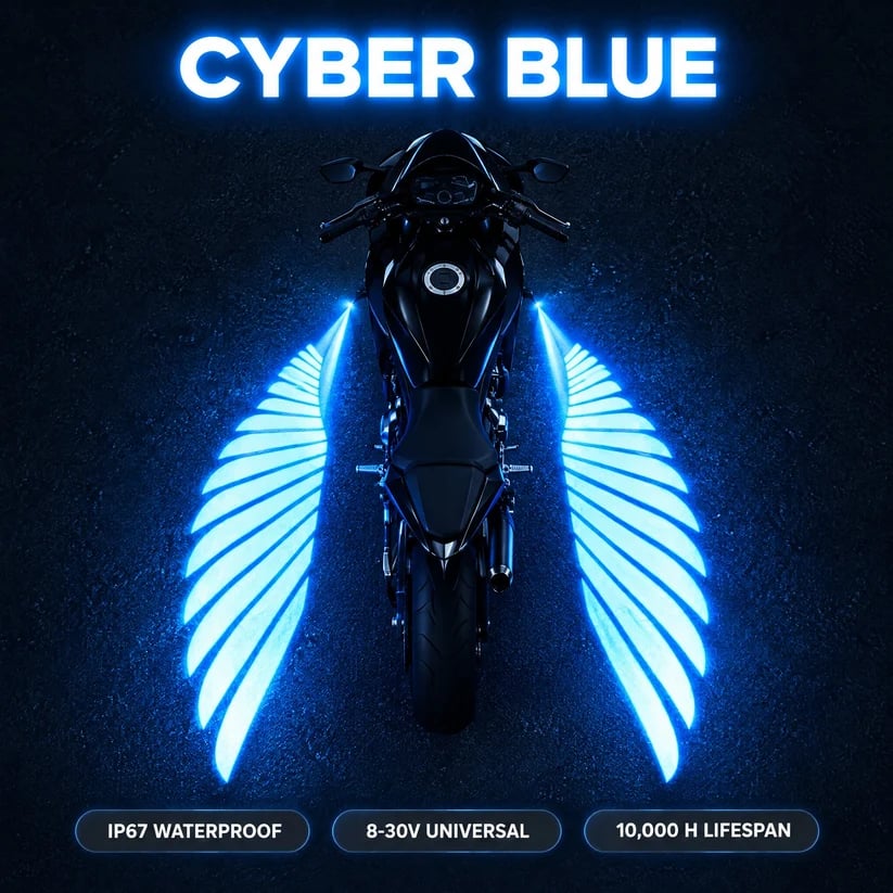 Cyber Blue ⏰ LAST DAY 50% OFF 🏍️ Angel Wing Motorcycle LED Projector Lights (1 Pair)