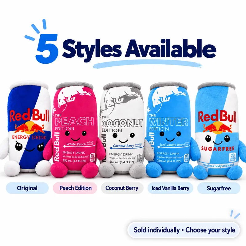 🥤 Energy Drink Can Plush Toy – Your New Favorite Desk Buddy | 8.7″, Choose 1 of 5 Styles