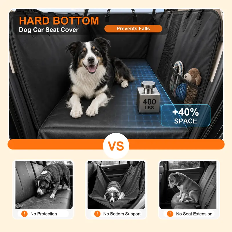 🐶 Hard-Bottom Dog Back Seat Extender & Waterproof Car Seat Cover