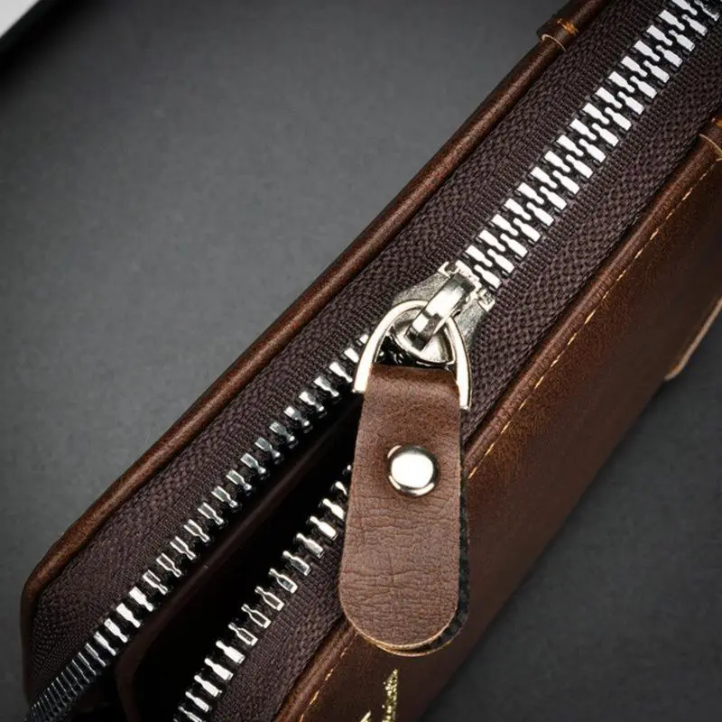 2026 New Men's Bifold Wallet - PU Leather, Retro Style Short Mens Wallet, Zipper Card Holder, Coin Storage Money Bag, Men's Accessories, Do Not Wash, Summervibes backtoschool