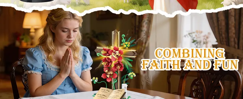 Crimson cross displayed as a Christian decoration