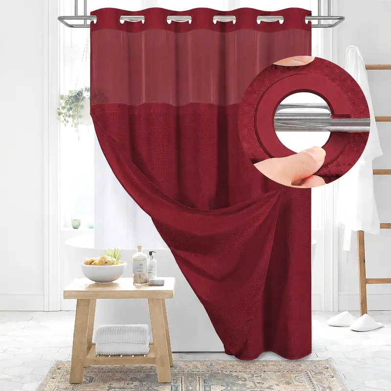 Cartivoe™ No-Hook Waffle Shower Curtain Set With Liner | Elegant Bathroom Upgrade