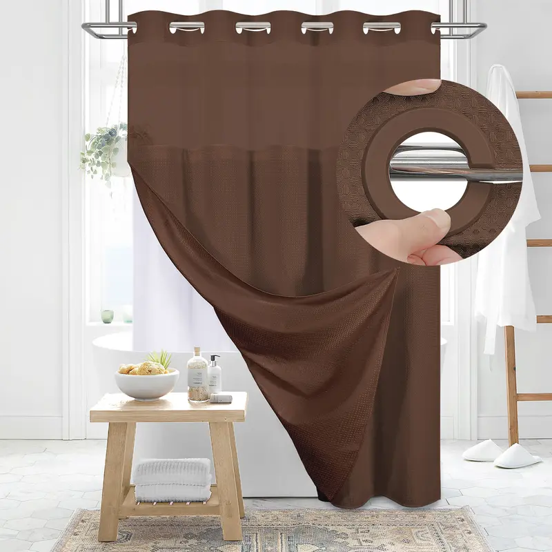 Cartivoe™ No-Hook Waffle Shower Curtain Set With Liner | Elegant Bathroom Upgrade
