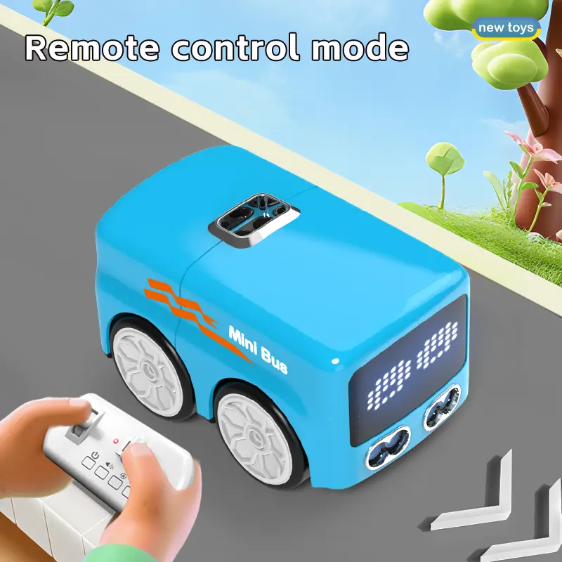 🔥49% OFF🔥 Remote Control Mini Bus Toy for Kids – Changing Faces, Lights & Soccer Ball ⚽
