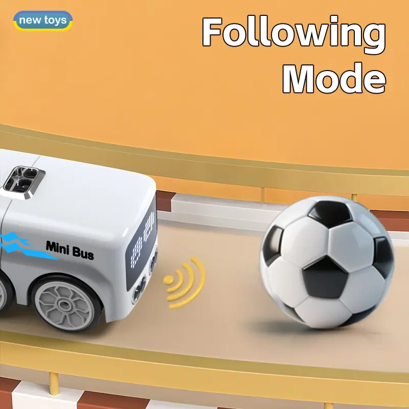 🔥49% OFF🔥 Remote Control Mini Bus Toy for Kids – Changing Faces, Lights & Soccer Ball ⚽