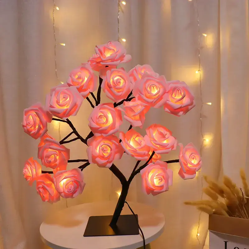 Rose-Shaped USB Night Light and Table Lamp for Home Decor