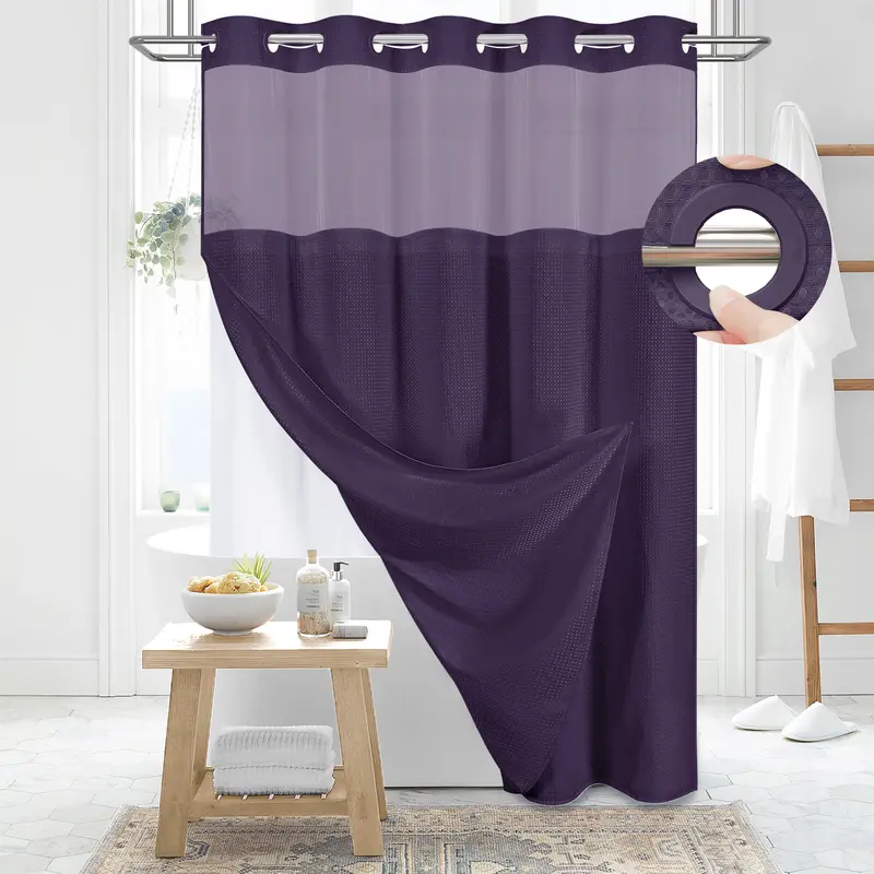 Cartivoe™ No-Hook Waffle Shower Curtain Set With Liner | Elegant Bathroom Upgrade