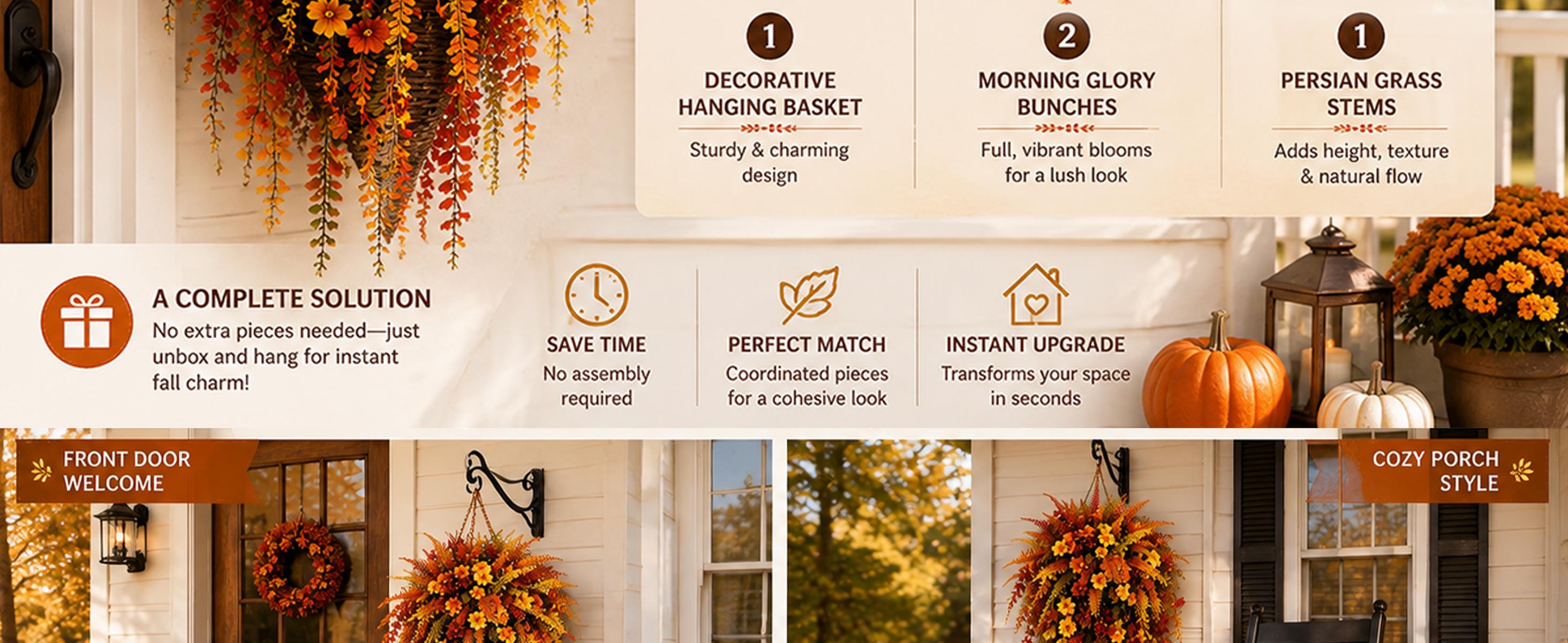 UV-Resistant Realistic Large Artificial Boston Fern Plant, Outdoor Hanging Faux Plant for Autumn Decor
