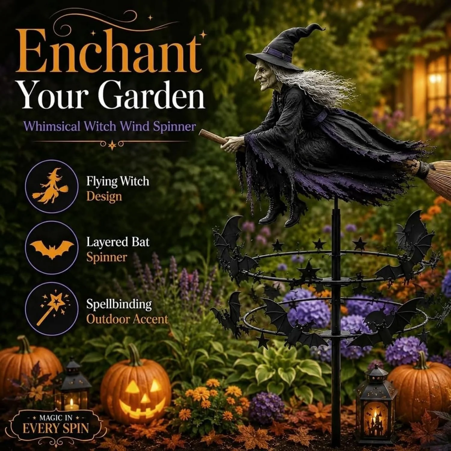 🧙‍♀️ The Enchanted Witch Garden Wind Spinner