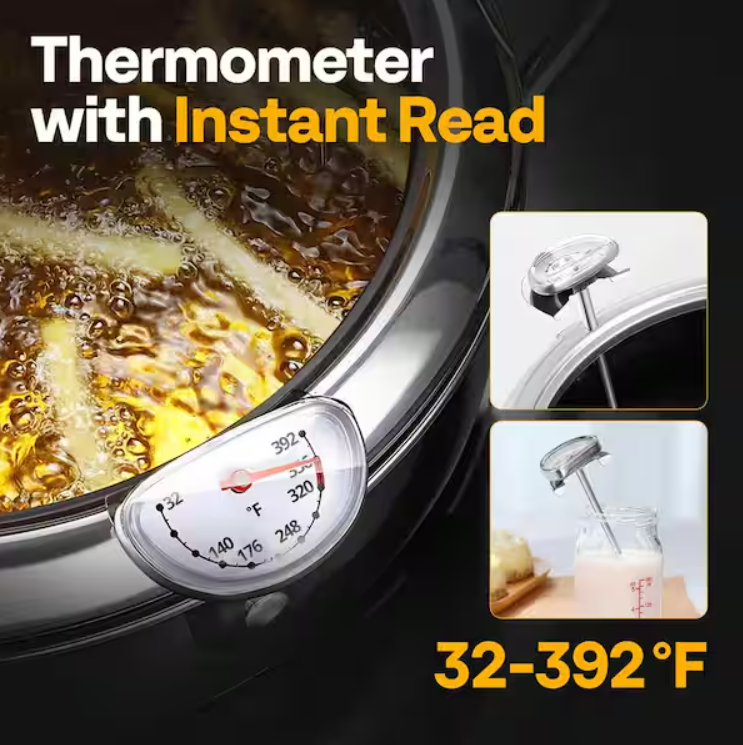 Multifunctional Stainless Steel Deep Frying Pot With Thermometer