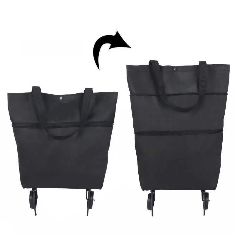 🛒 2-in-1 Foldable Rolling Shopping Bag – Carry It or Roll It Anywhere