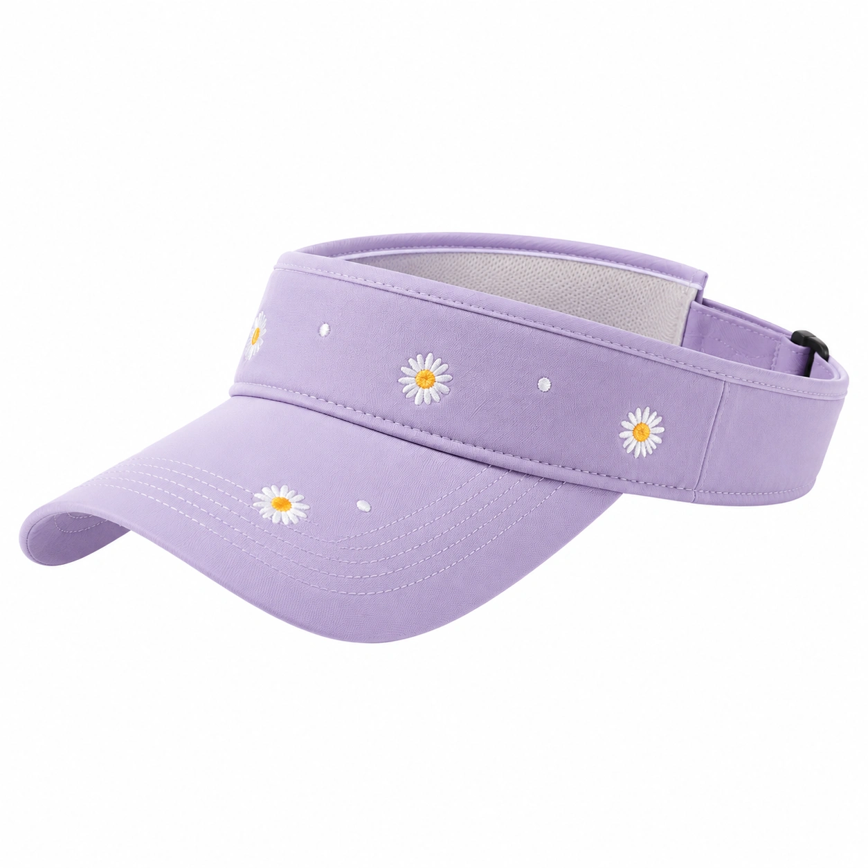 Visière violette brodée de marguerites-zanverico