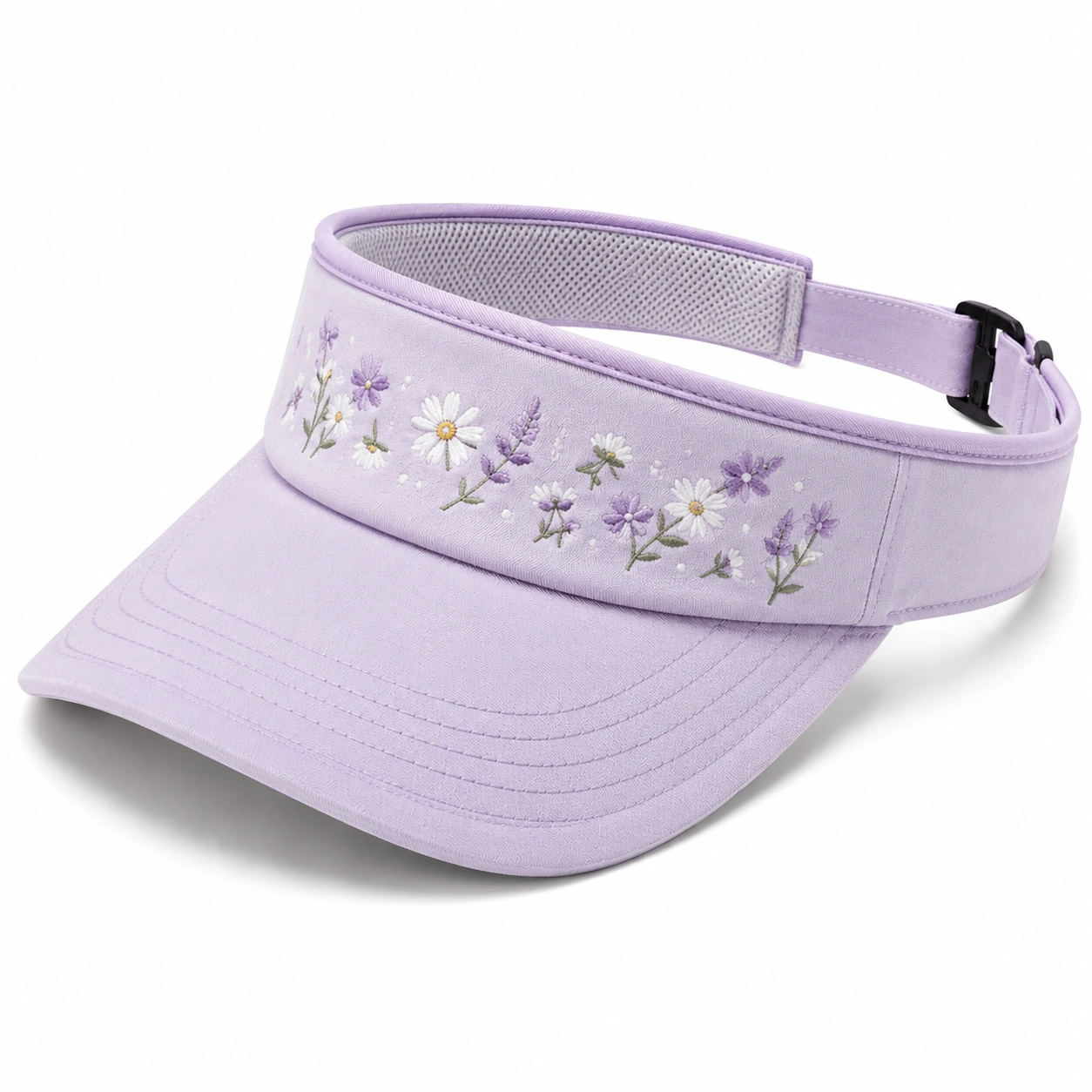 Visière de Sport Lavande avec Broderie Florale Élégante-zanverico