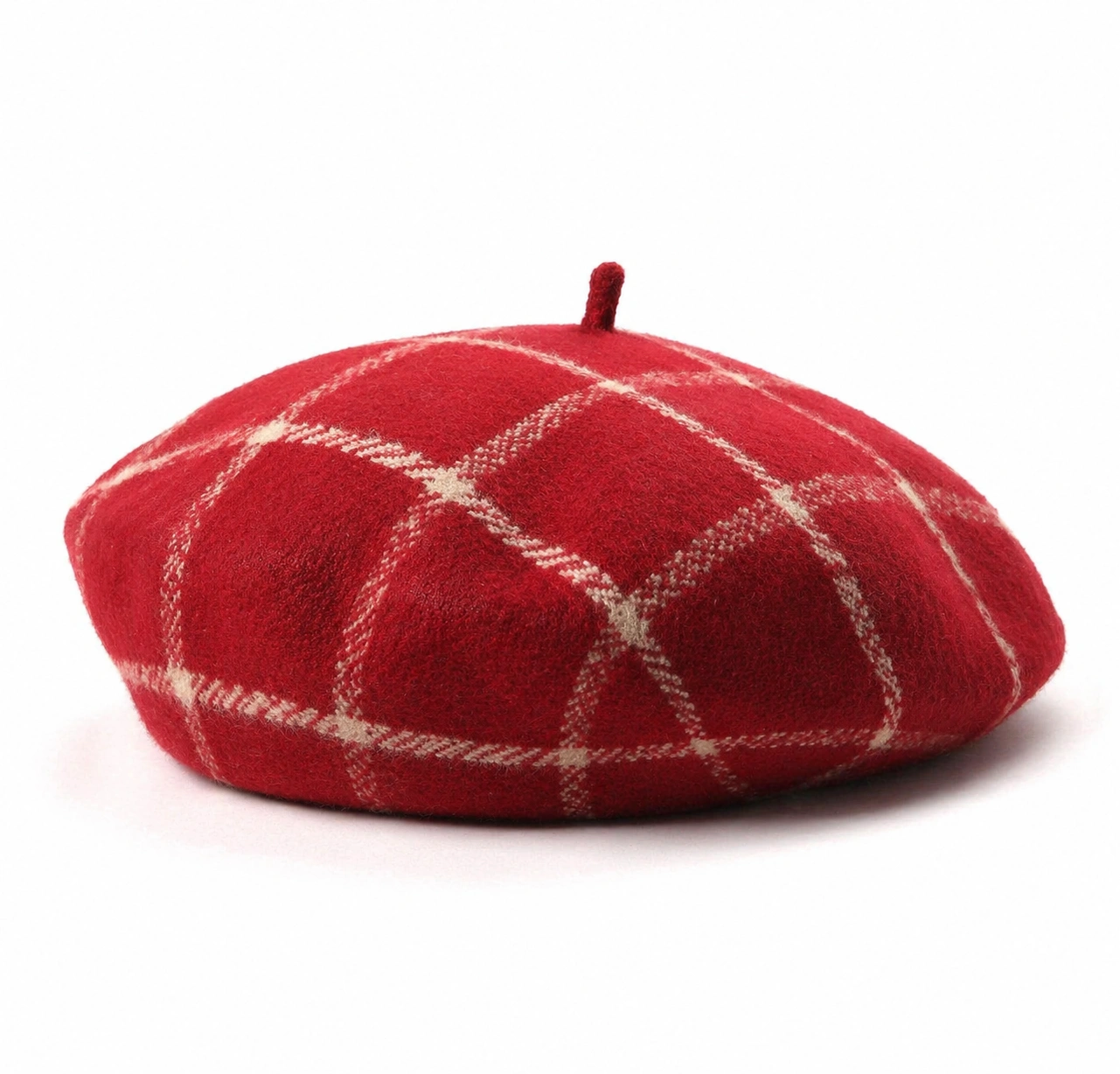 Béret Rouge à Carreaux Classiques-zanverico