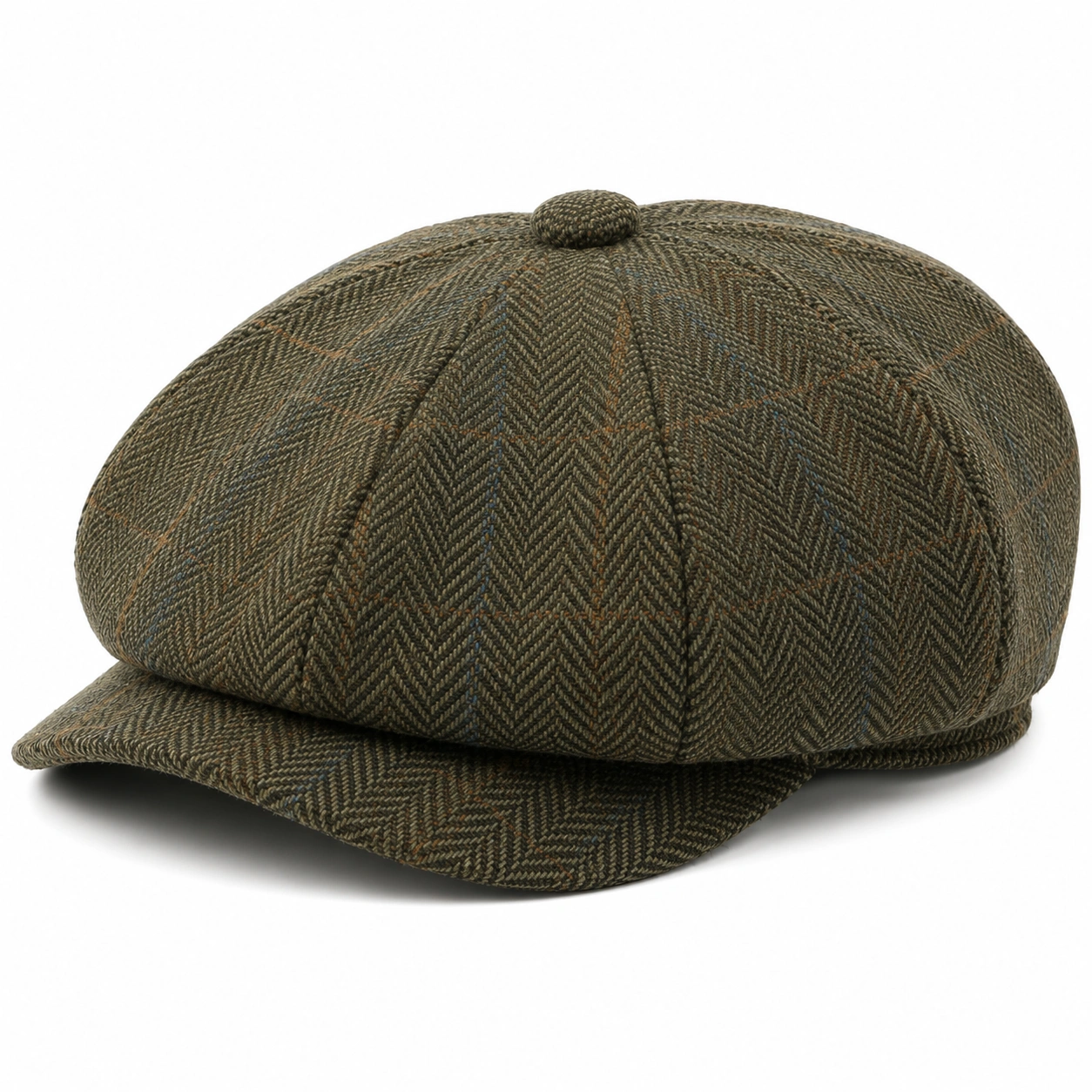Casquette Gavroche Classique Vert à Carreaux Chevron-zanverico