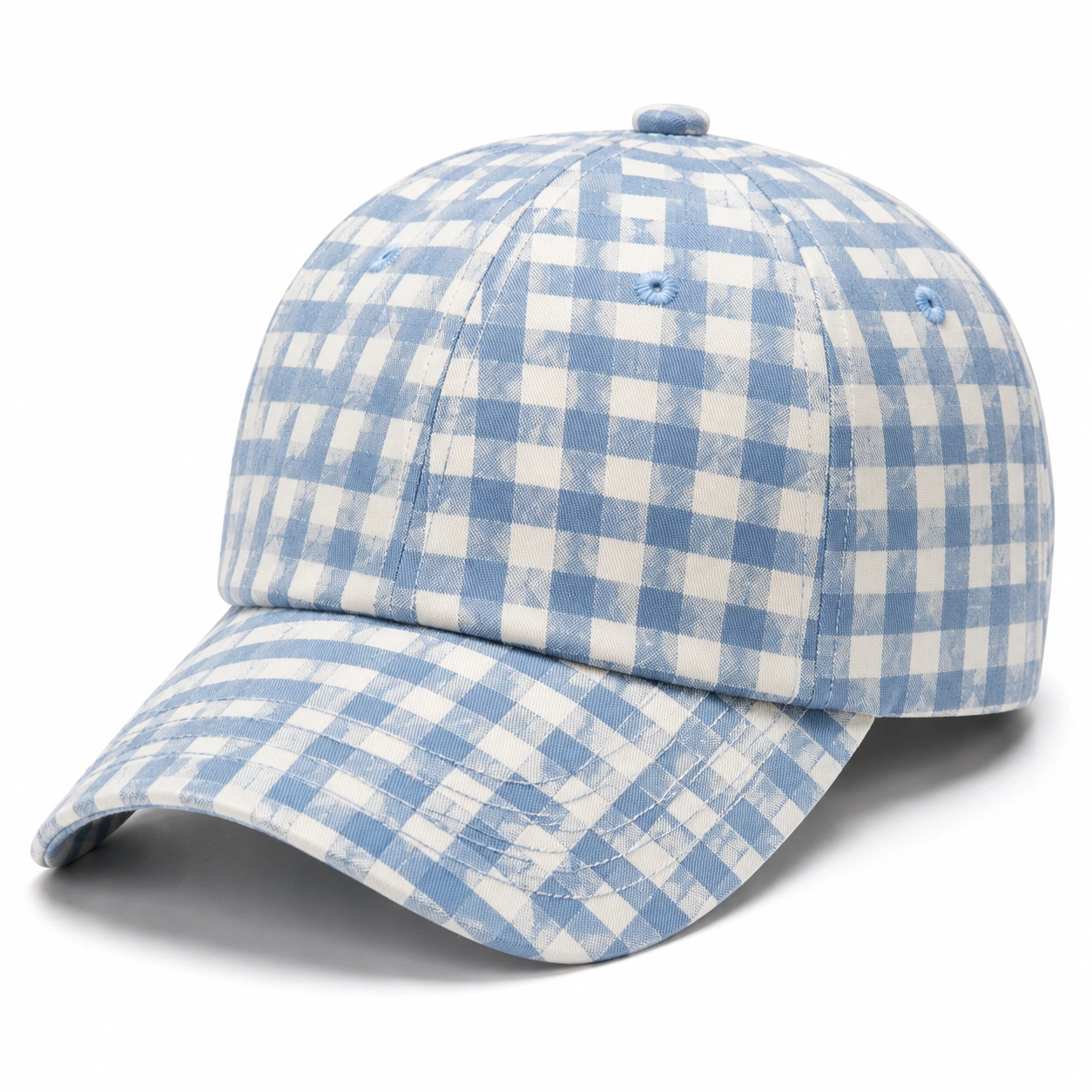 Casquette ajustable à carreaux bleu et blanc unisexe-cozyverix