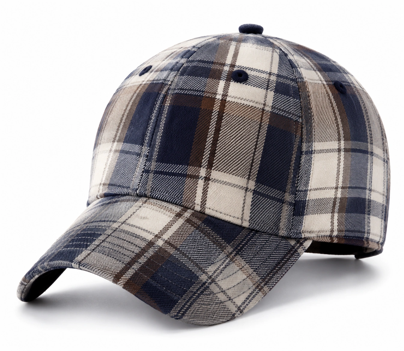 Casquette à Carreaux Bleu et Brun-cozyverix