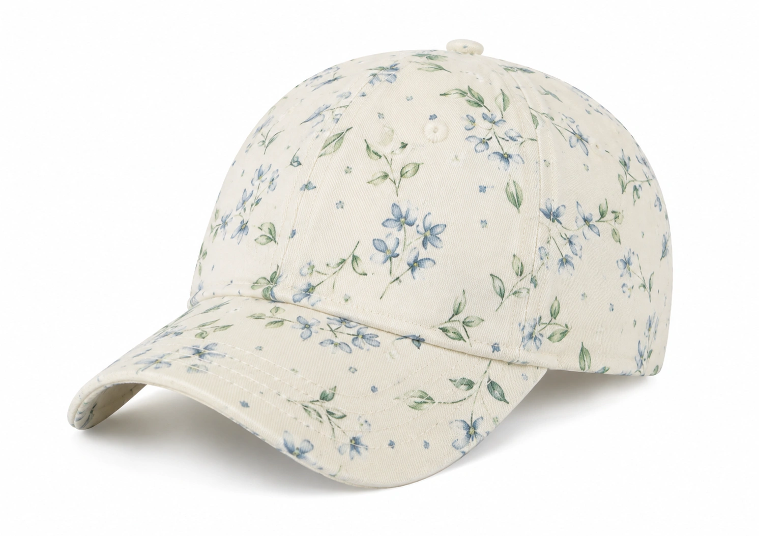 Casquette à fleurs bleues et vertes réglable-cozyverix
