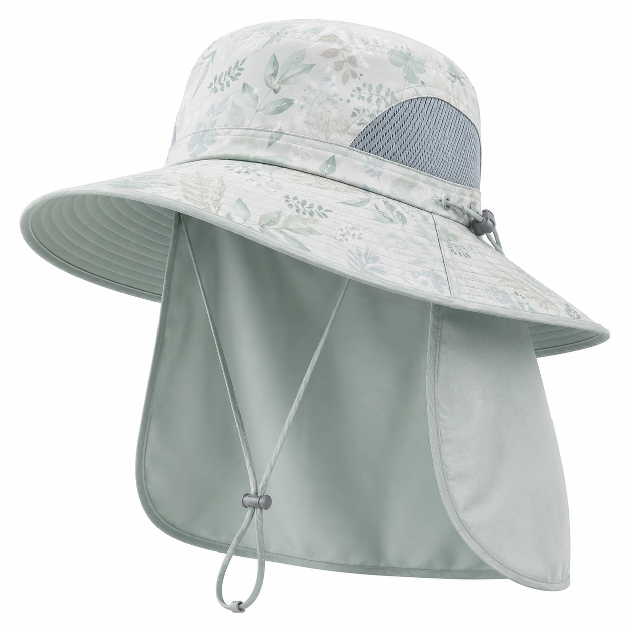 Chapeau de Soleil Anti-UV à Large Bord avec Protection Nuque Vert Pâle-cozyverix