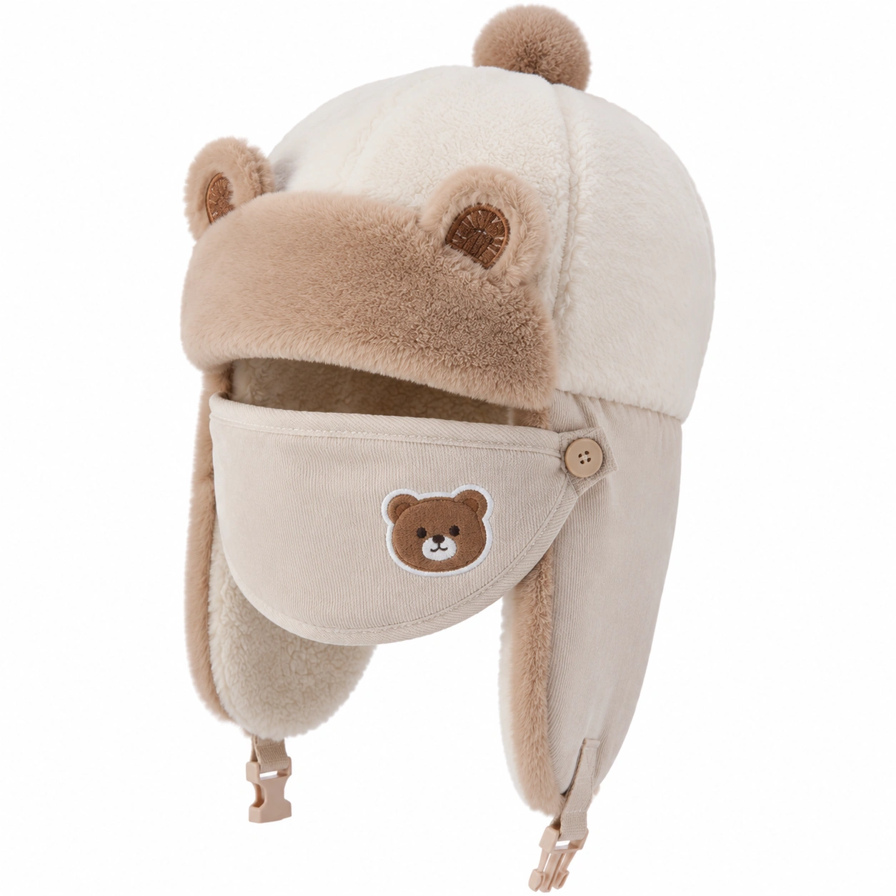 Chapeau d'hiver pour enfants avec protection amovible et oreilles d'ours-cozyverix