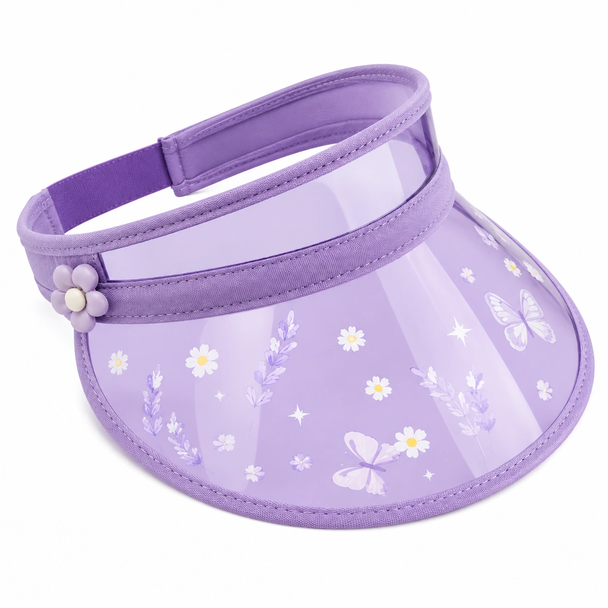 Visière Enfant Papillons et Fleurs Lavande-cozyverix