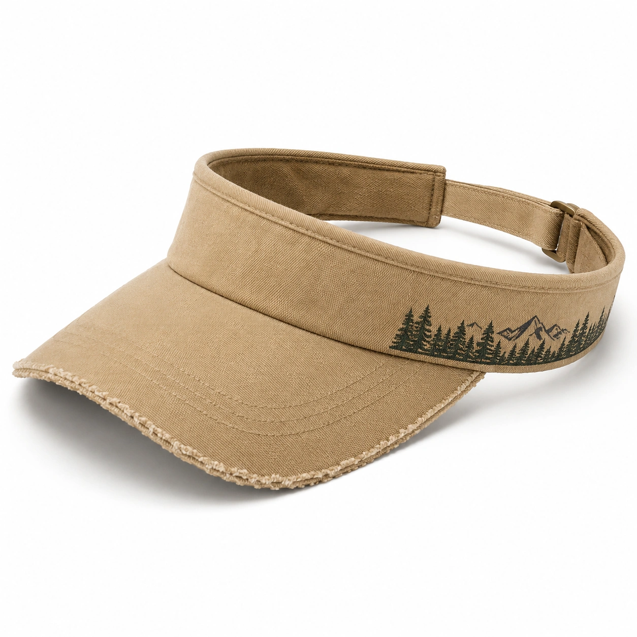 Visière kaki ajustable avec motif montagne-cozyverix