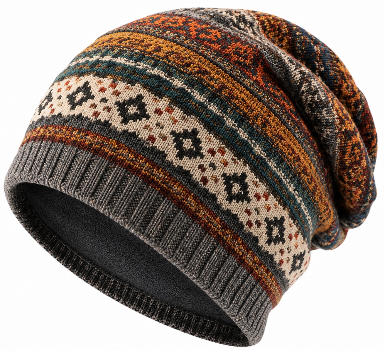 Bonnet en Tricot à Motifs Généreux pour Adulte - Multicolore-cozyverix