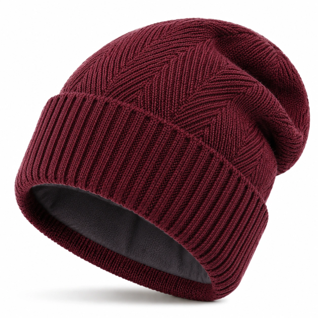 Bonnet d'hiver doublé pour adulte - Bordeaux-cozyverix