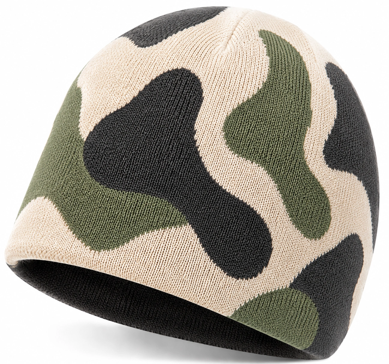 Bonnet Camouflage Noir/Vert/Beige-cozyverix