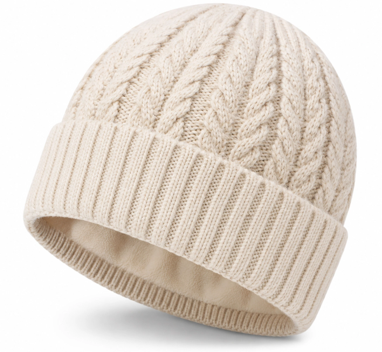 Bonnet torsadé classique beige-cozyverix