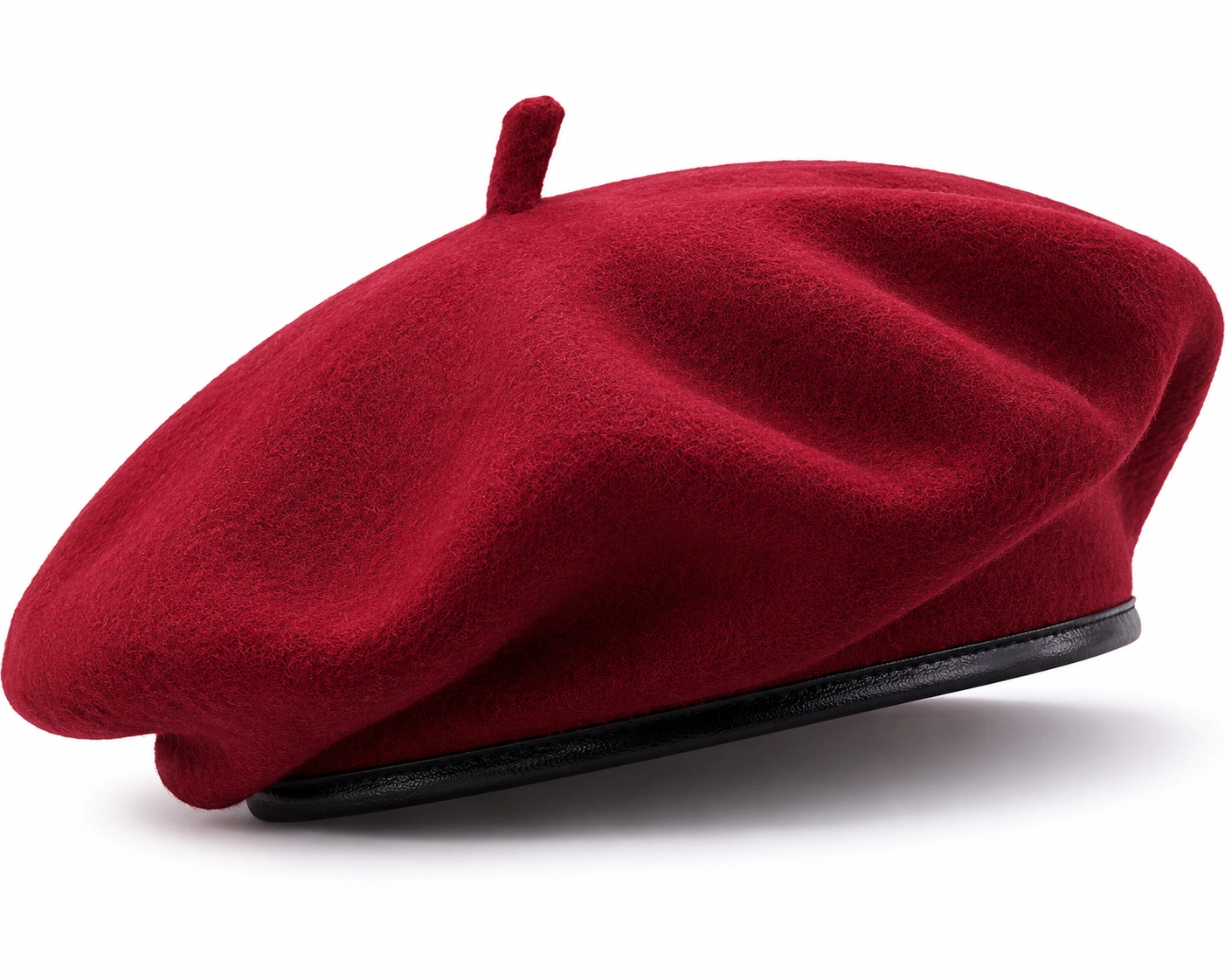Béret Classique Rouge avec Bord Noir-cozyverix