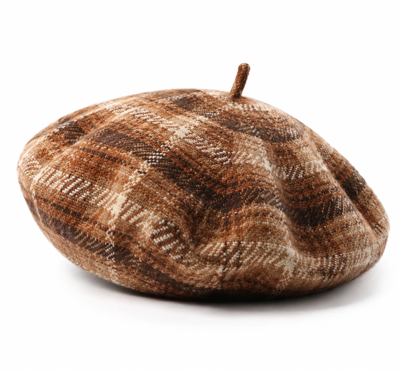 Béret à Carreaux Marron et Beige-cozyverix