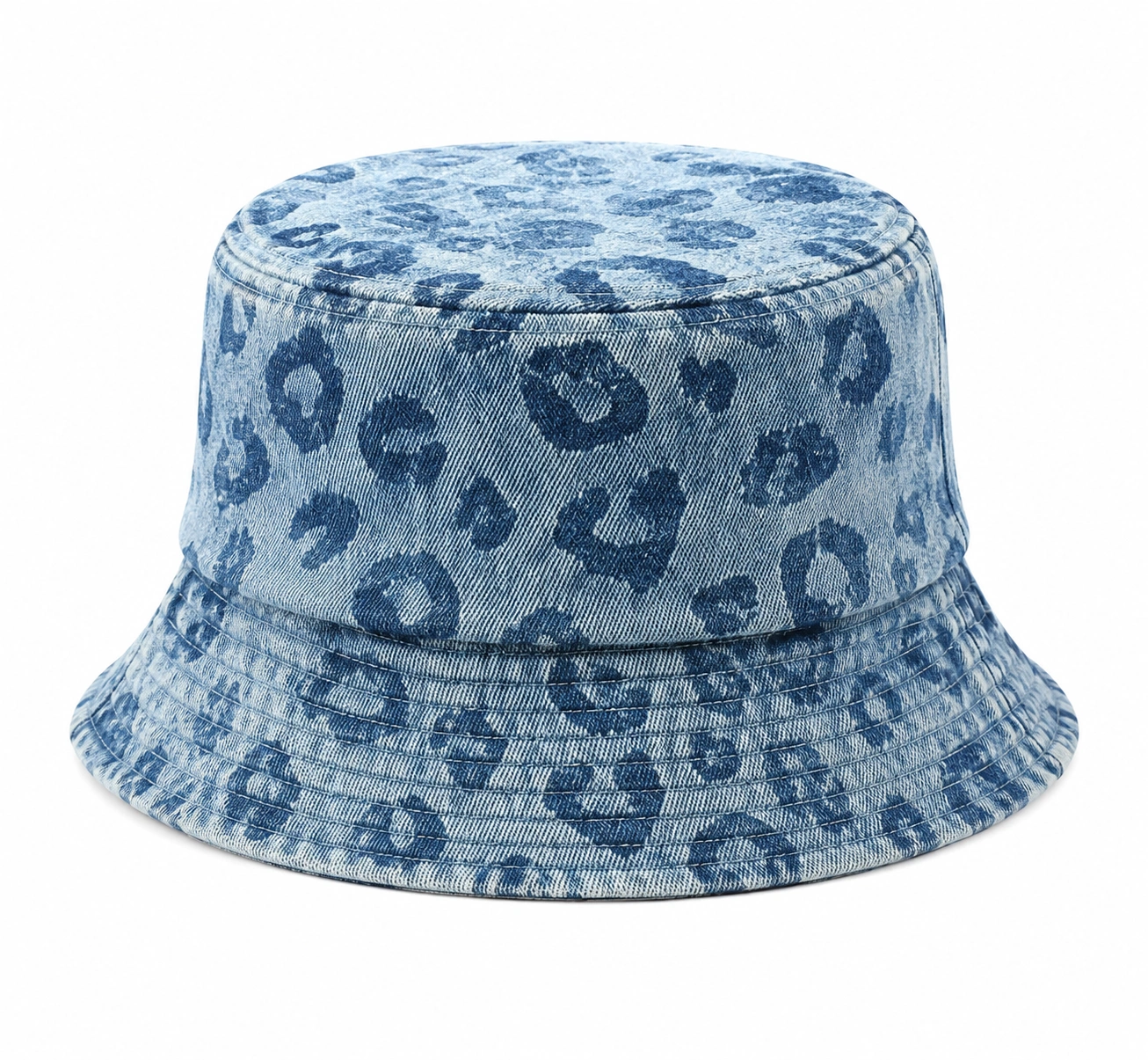 Chapeau Bob en Denim Léopard Bleu-cozyverix