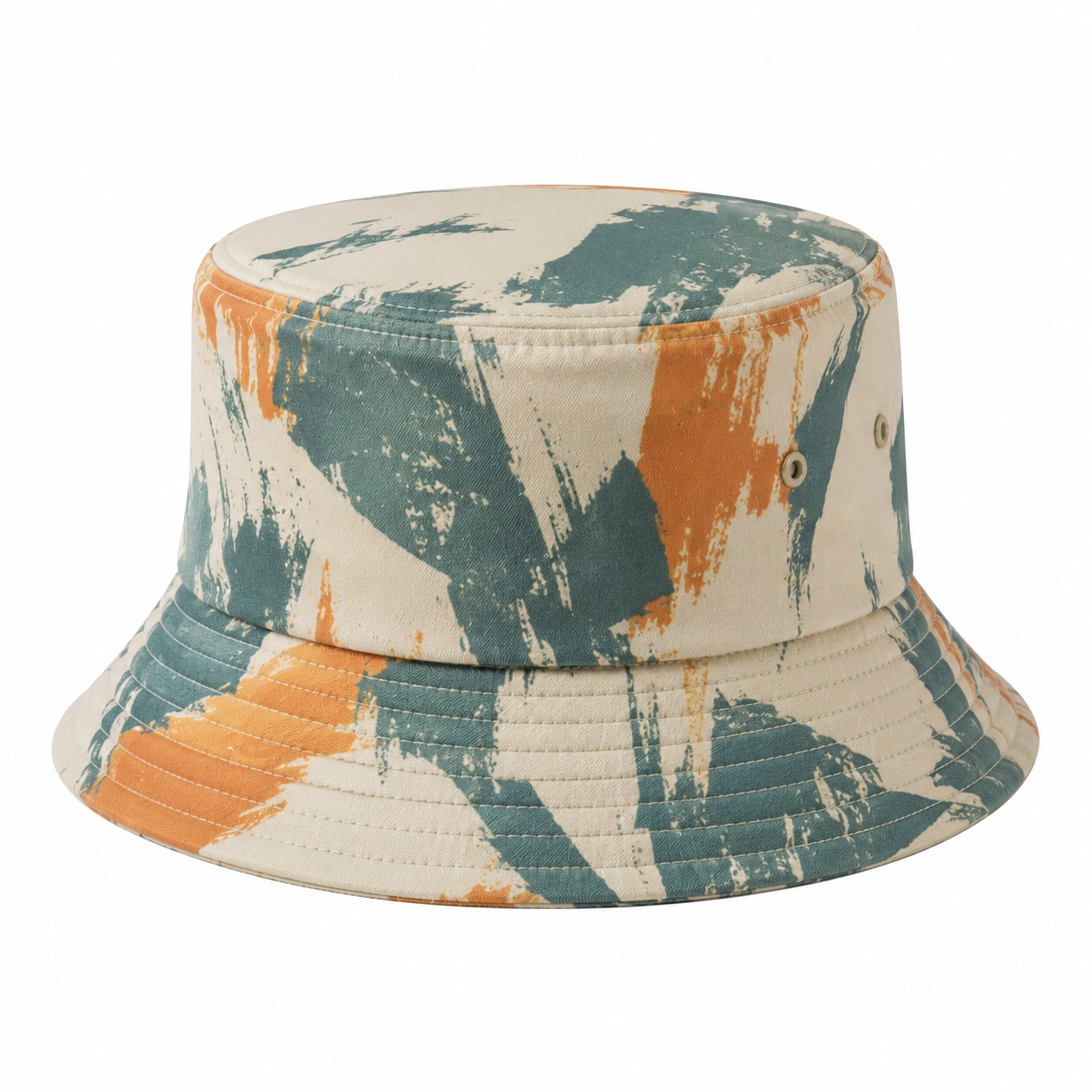 Chapeau Bob Design Abstrait Beige, Orange et Bleu-cozyverix