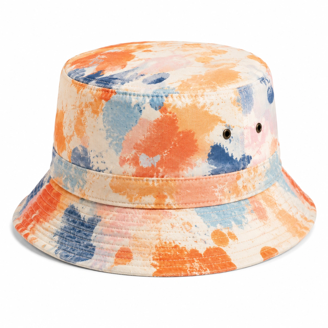 Chapeau bob tie-dye coloré pour adulte - Orange/Bleu/Blanc-cozyverix