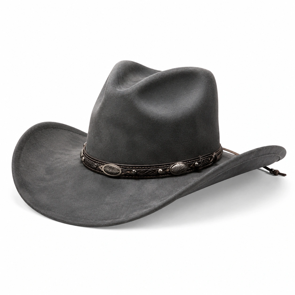 Chapeau Western Gris avec Bandeau Décoratif-cozyverix