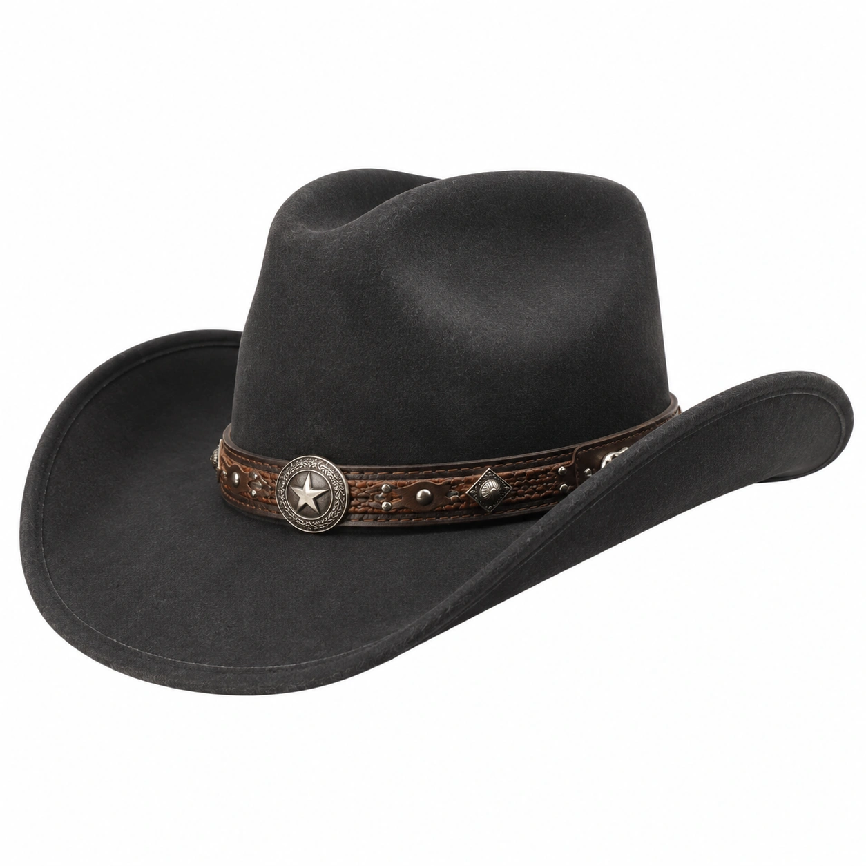 Chapeau Cowboy Noir avec Bande Étoilée-cozyverix
